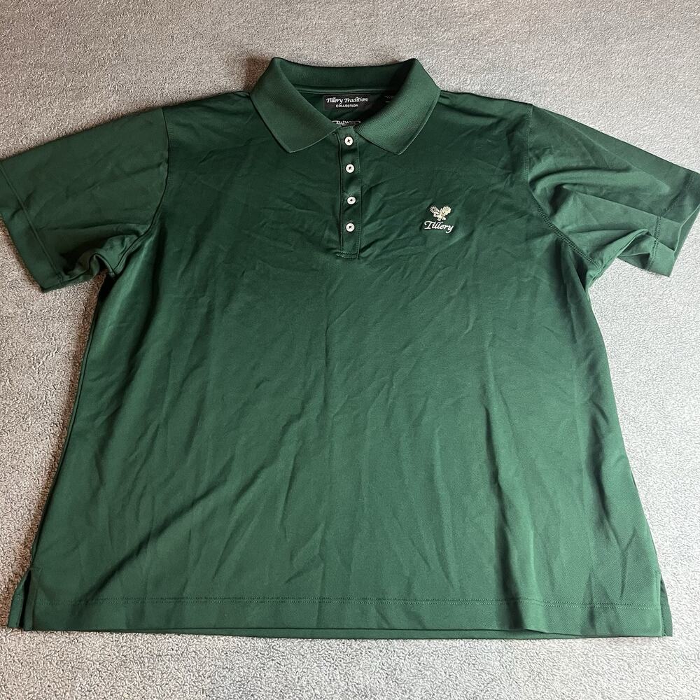 Divots Tillery Tradition Performance Golf Polo Shirt Men's XL Green DriWay B373